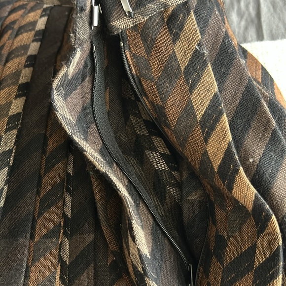 Irving Samuel Vintage Chevron Patterned Wool, Black and Brown Midi Skirt - Picture 10 of 16